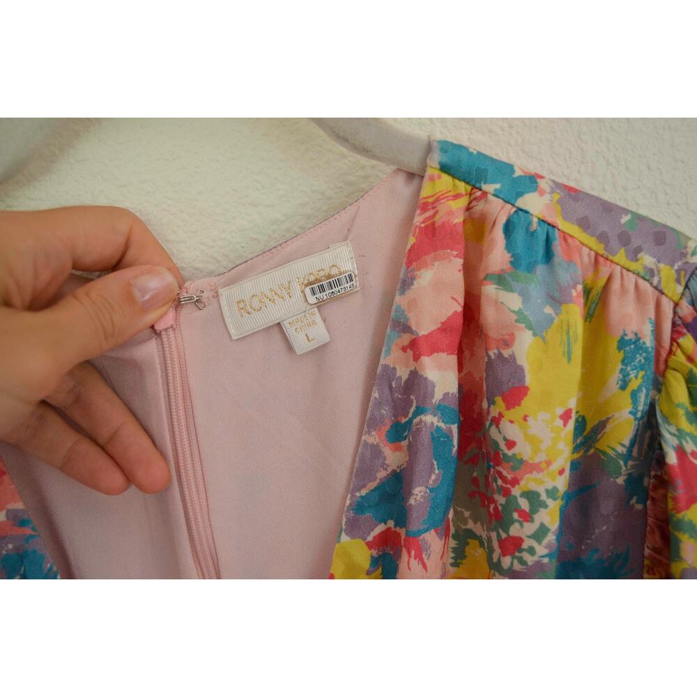 Ronny Kobo Mia Floral Midi Dress Long Sleeve Cocktail - Picture 8 of 11